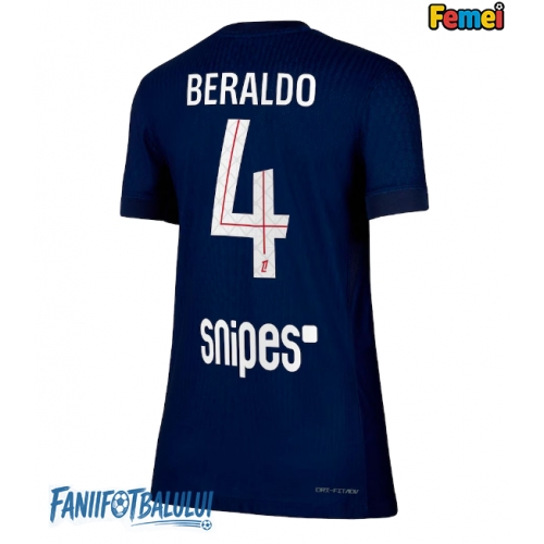 Paris Saint-Germain Lucas Beraldo #4 Tricou Fotbal Replică 2025-26 Femei Acasa Paris Saint-Germain Lucas Beraldo #4 Tricou Fotbal Replică 2025-26 Femei Acasa